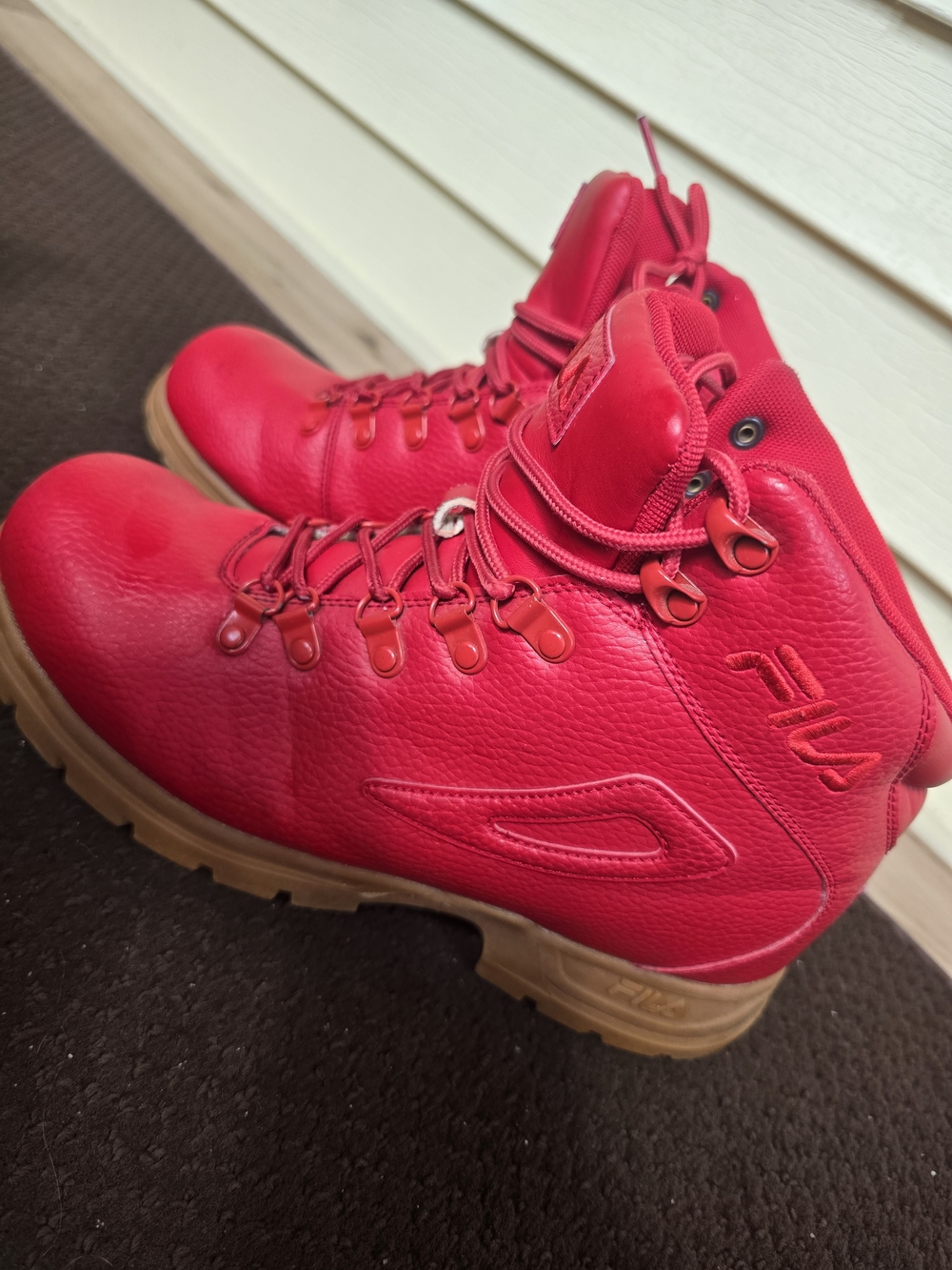 Fila Men’s Red Leather Hiking Boots